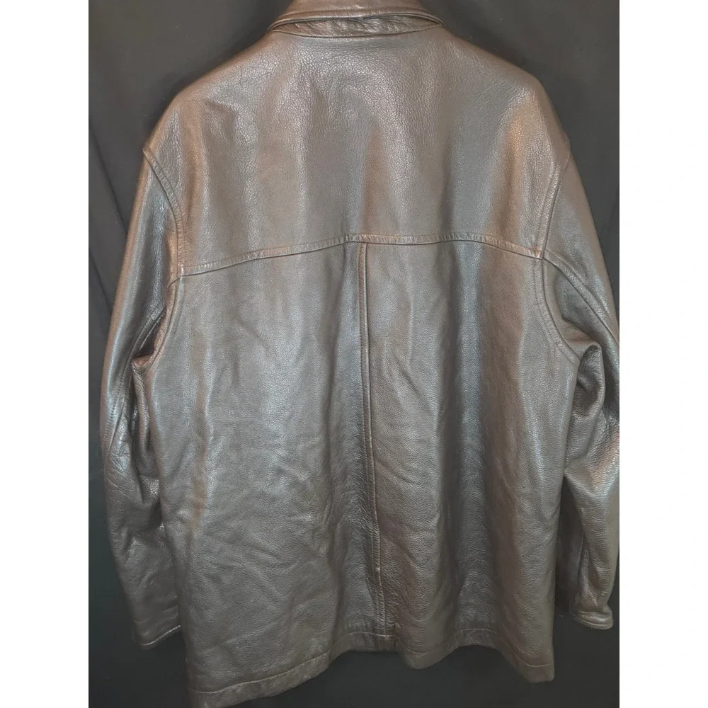J Crew Vintage Mens Brown Leather Button Front Lined Jacket Size‎ L